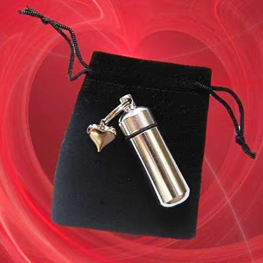 Cremation Urn Keepsake with Silver Puffed Heart, Velvet Pouch & Fill Kit - Mourning Keepsake, Child Urn, Pet Urn, Infant Urn, Miscarriage