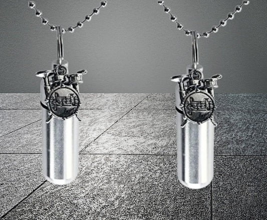 Set of TWO Silver Musical Drums CREMATION URN Necklace Keepsakes - Memorial Jewelry, Ashes keepsake, Urn Necklace, Pet Urn, Personalized Urn