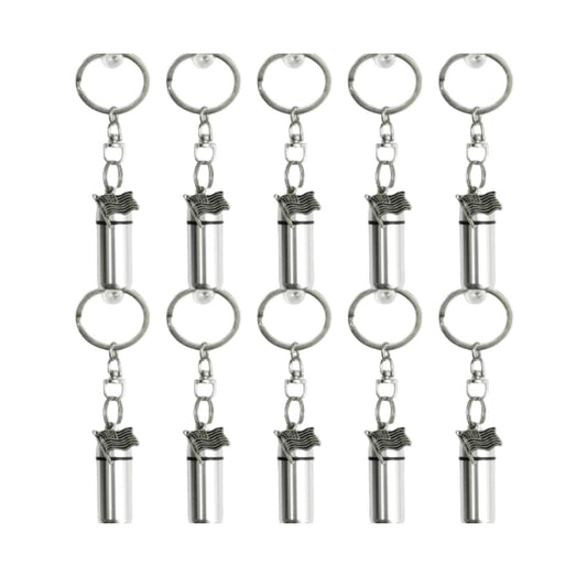 TEN Silver American Flag CREMATION URNS on Stainless Steel Swivel Keychains, Memorial Jewelry, Cremation Jewelry,  Memorial Keychains