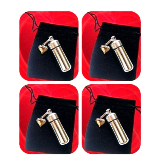 Set of FOUR Silver Heart Cremation Urn Keepsakes – Memorial Jewelry