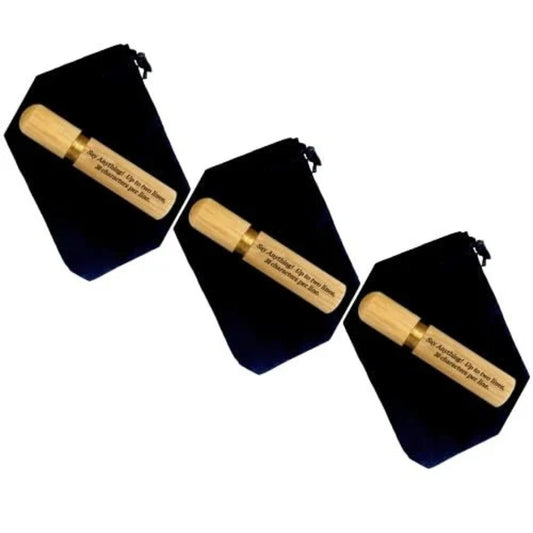 Set Of Three CUSTOM ENGRAVED Natural Sandalwood Cremation Urns / Scattering Tubes - Fits in Pocket/Purse, TSA Travel Compliant, Very Secure