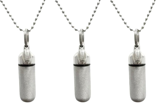 Set of Three Brushed Silver CUSTOM ENGRAVED Football Cremation Urn Necklaces,  Urn Jewelry, Ashes Necklace, For Human Ashes, Loss of Father
