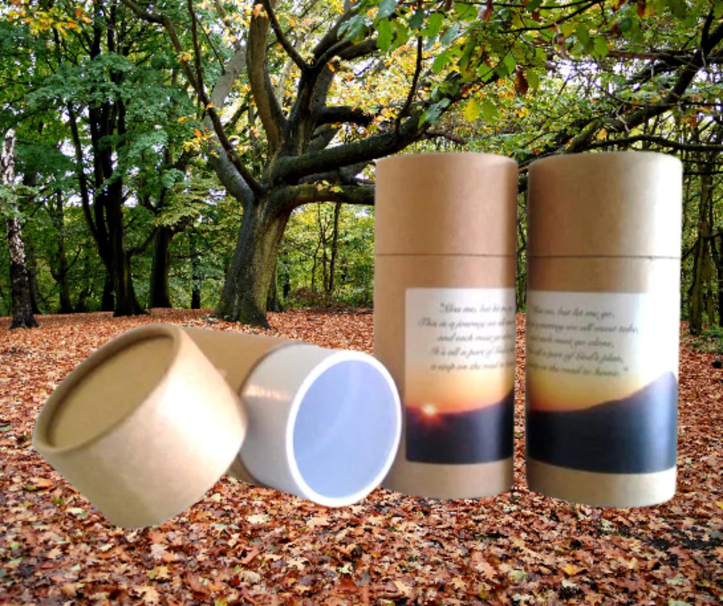 Set of Three Biodegradable Cremation Scattering Tubes - Sunset Motif - TSA Compliant for Travel