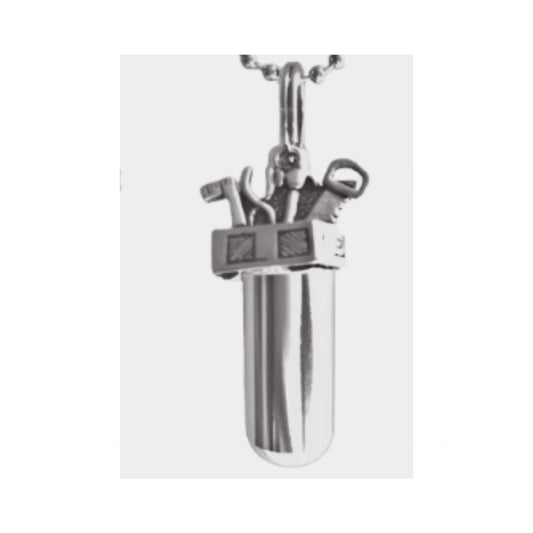 Lovely CREMATION TOOLBOX Urn Necklace for Contractor/Mechanic/Handyman, etc.  Memorial Jewelry, Urn For Human Ashes, can be Personalized.