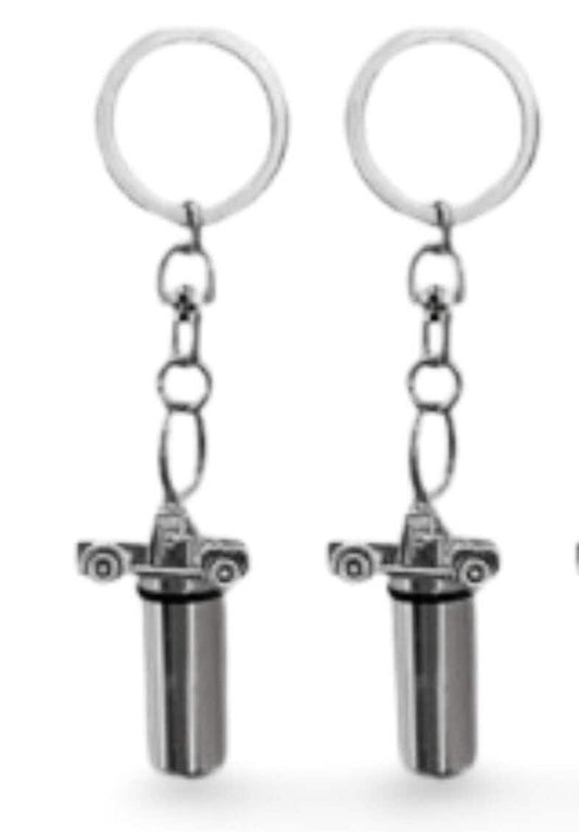 Cremation Urn Keychain Set – Silver Pickup Truck Memorial Keepsake - TSA Compliant