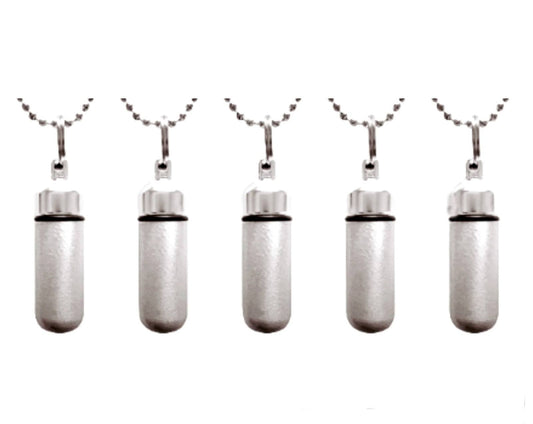 Set of FIVE Custom Engraved Cremation Urn Necklace Set, Brushed Silver, Memorial Jewelry, TSA Compliant