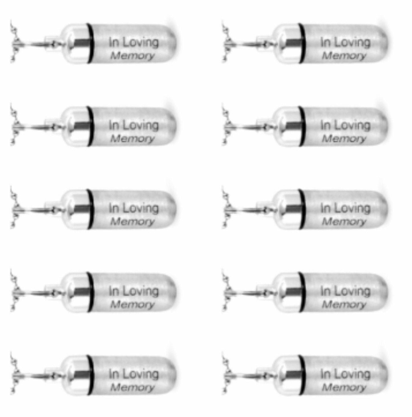 TEN ENGRAVED Brushed Silver Cremation Urn Necklaces "In Loving Memory" Memorial Jewelry, Child Loss