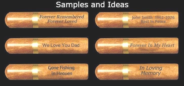 TEN Personalized Laser Engraved Rosewood Cremation Urns/Scattering Tubes - TSA Compliant for Travel