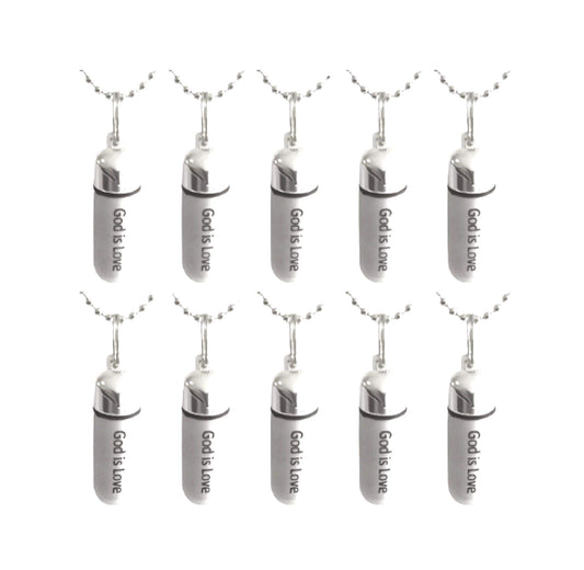 Set of 10 Brushed Silver "God is Love" Anointing Oil Holders - Baptism, Communion