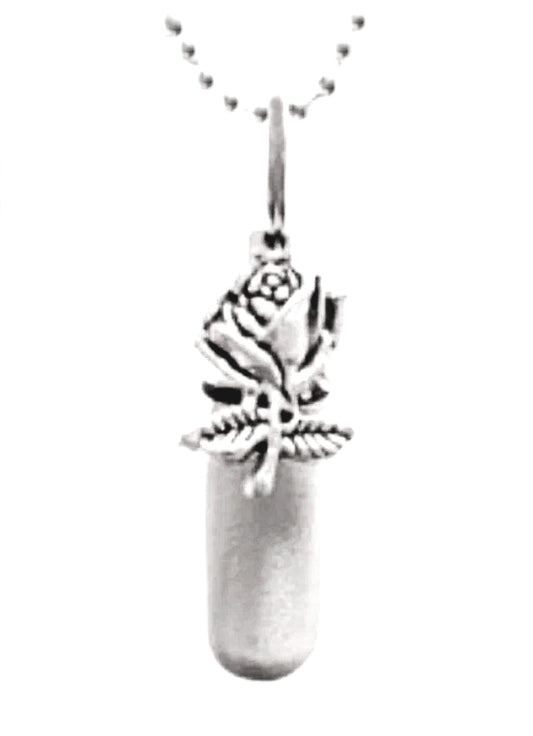 Beautiful Hand-Brushed Silver Rose Cremation Urn Necklace - Mourning Jewelry, Memorial Keepsake,  Pet Urn, Child Urn, Personalized Urn