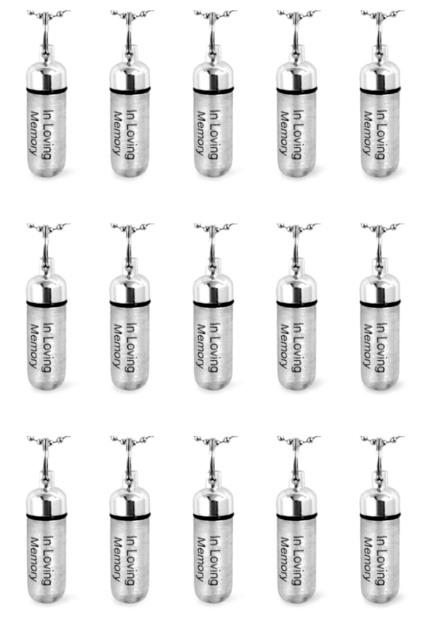 15 Brushed Silver Cremation Urn Necklaces, ENGRAVED "In Loving Memory" Loss of Loved One, Ash Necklace, Child Loss, Pet Loss, Minimalist