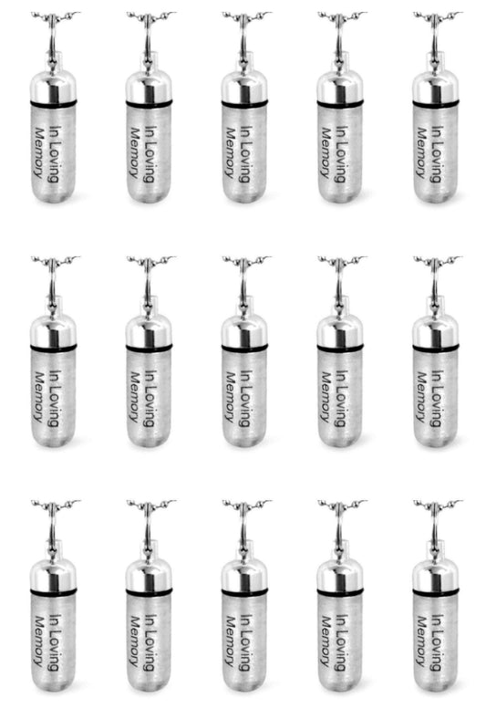 15 Brushed Silver Cremation Urn Necklaces, ENGRAVED "In Loving Memory" Loss of Loved One, Ash Necklace, Child Loss, Pet Loss, Minimalist