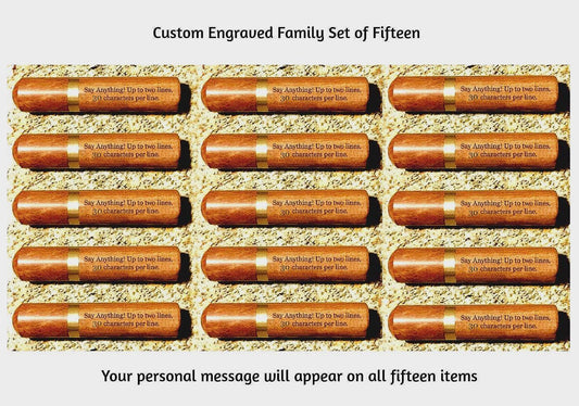 Large Family Set of 15 CUSTOM ENGRAVED Rosewood Cremation Urns / Scattering Tubes - Fits in Pocket/Purse, Perfect for Travel, TSA Compliant!