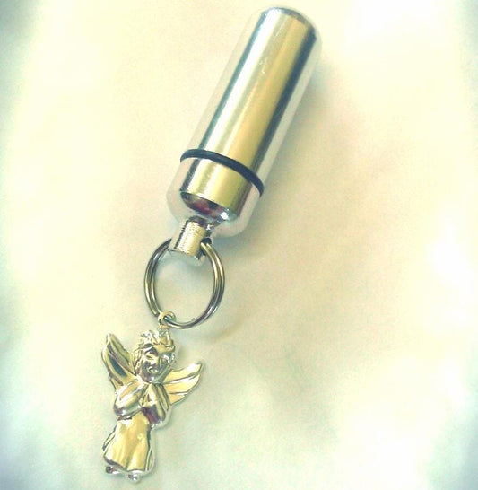 Silver Cremation Urn Neclace, with Praying Angel, Includes Velvet Pouch & Fill Kit, Memorial Jewelry, Child Loss
