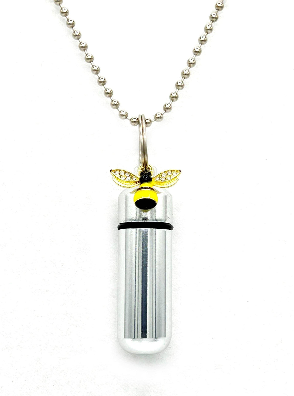 Colorful Bumble Bee Cremation Urn Necklace - Includes Black Velvet Pouch, 24" Ball-Chains& Fill Kit