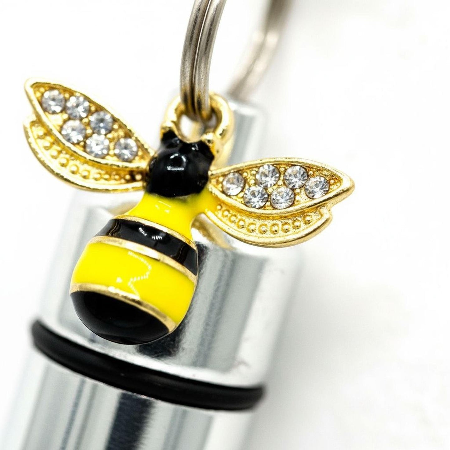 Colorful Bumble Bee Cremation Urn Necklace - Includes Black Velvet Pouch, 24" Ball-Chains& Fill Kit
