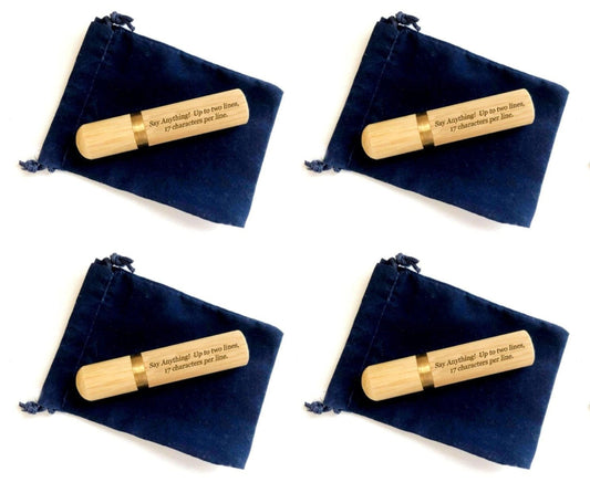Set of Four CUSTOM ENGRAVED Natural Sandalwood Cremation Urns / Scattering Tubes - Fits in Pocket/Purse, TSA Travel Compliant