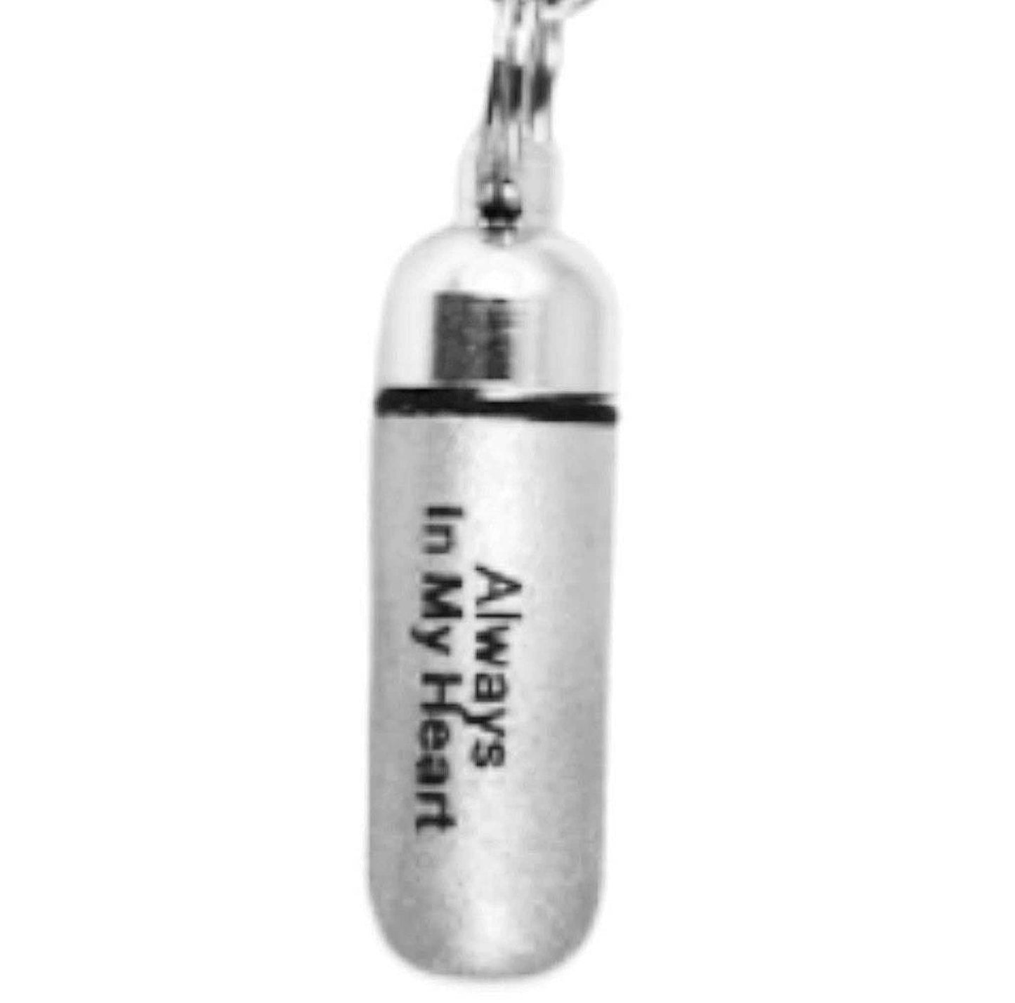 TEN Brushed Silver Cremation Urn Necklaces - ENGRAVED: "Always In My Heart" -  Memorial Keepsakes