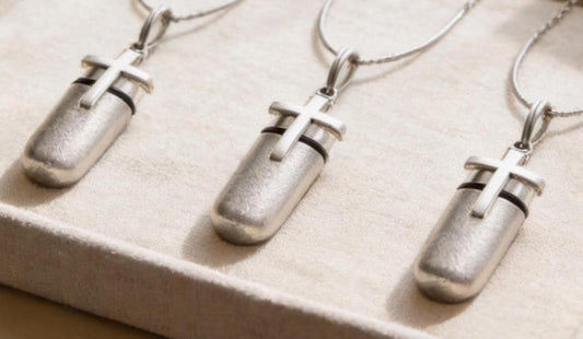 THREE Brushed Simple Crosses CREMATION URN Necklaces - Memorial Jewelry, Custom Engraving Available!