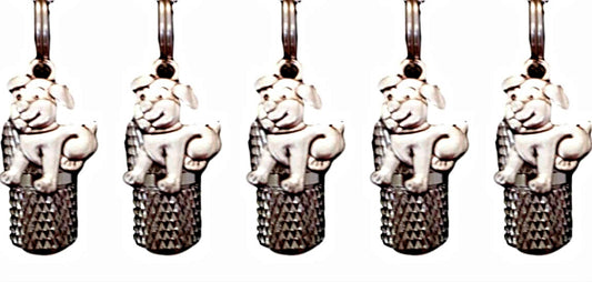 Set of FIVE Faceted Mini Pet Cremation Urns on Curb Chain Necklaces  w/PUPPY DOGS - Hand Assembled - Includes Pouches & Fill Kit