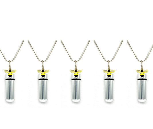 Beautiful Set of FIVE Cremation Urn Necklaces with Colorful Queen Bee - Memorial Jewelry, Ashes Urn, Personalized Jewelry