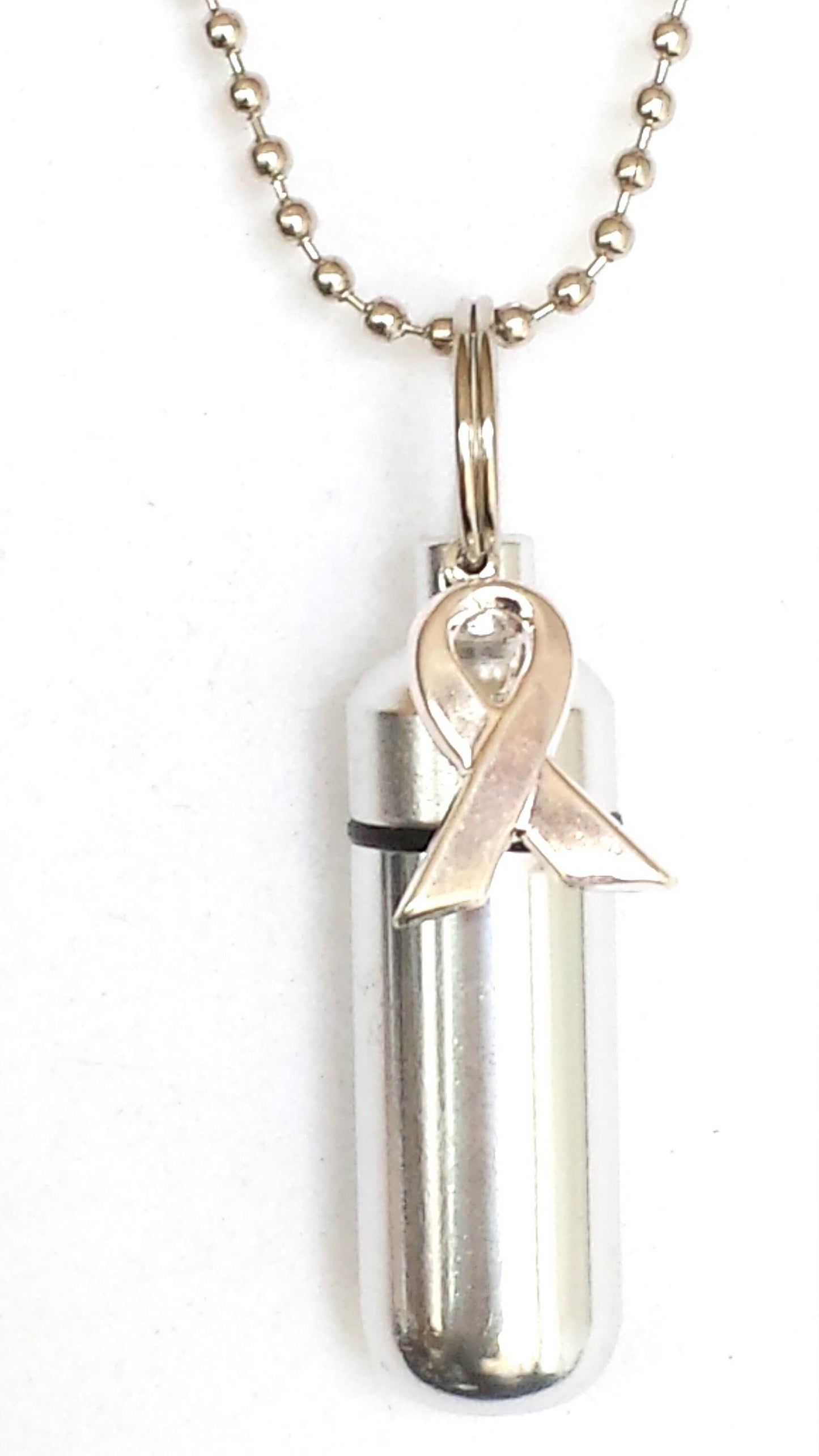 Set of TEN Silver Cancer Awareness CREMATION URN Necklace - Ashes Necklace, Memorial Jewelry, Mourning Jewelry, Personalized, Loss of Mother