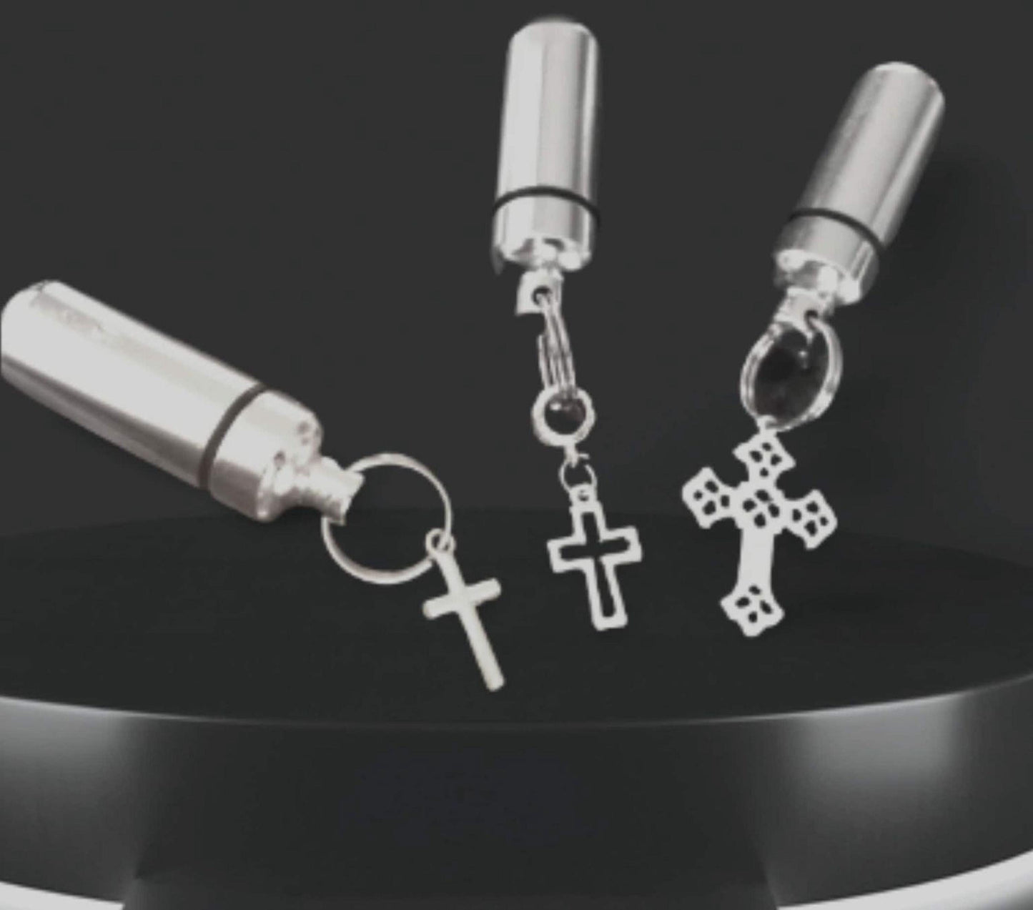 Cremation Jewelry Urns: Trio of Cross Charms - Secure Ashes Holders