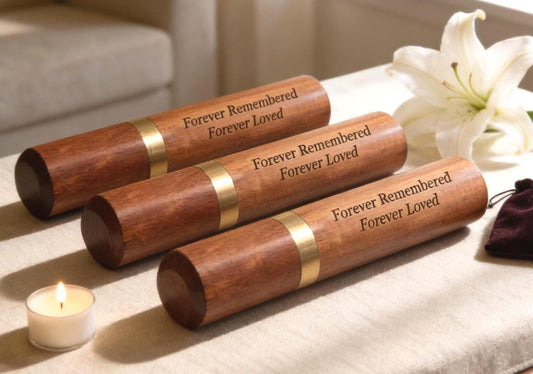 Three ENGRAVED "Forever Remembered Forever Loved" Cremation Urns/Scattering Tubes, Fits in Pocket, TSA Compliant