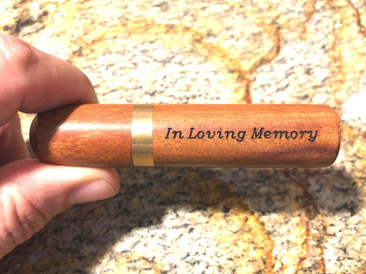 Laser Engraved "In Loving Memory" Rosewood Cremation Urn / Scattering Tube - Fits in Pocket/Purse, TSA Compliant for Travel, Very Secure