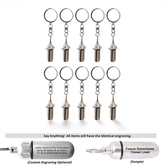 TEN Cremation Urns on Swivel Steel Keychains with 18-Wheeler/Semi-Trucks - Memorial Jewelry, Personalized Urn
