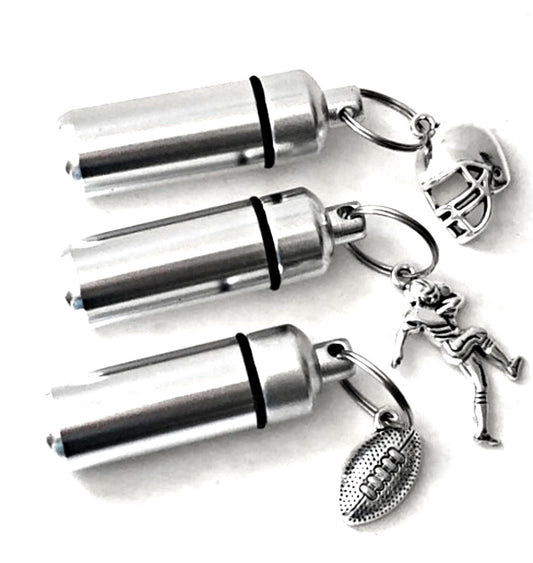 Set of 3 Assorted FOOTBALL CREMATION URN Necklace - Memorial Jewelry,  Engraving Available!