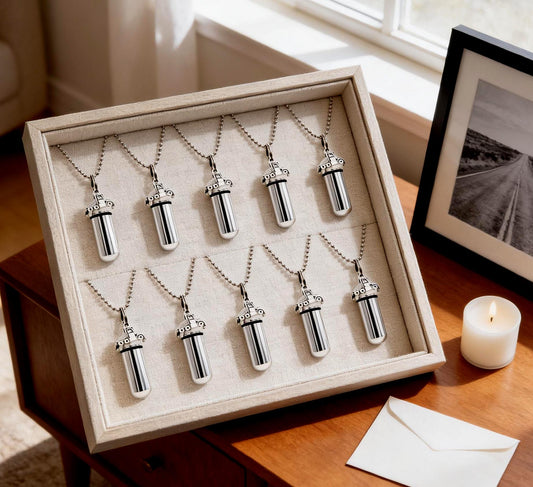 Ten Cremation Urn Necklaces - Semi-Truck /18 Wheeler, Memorial Jewelry, Personalized