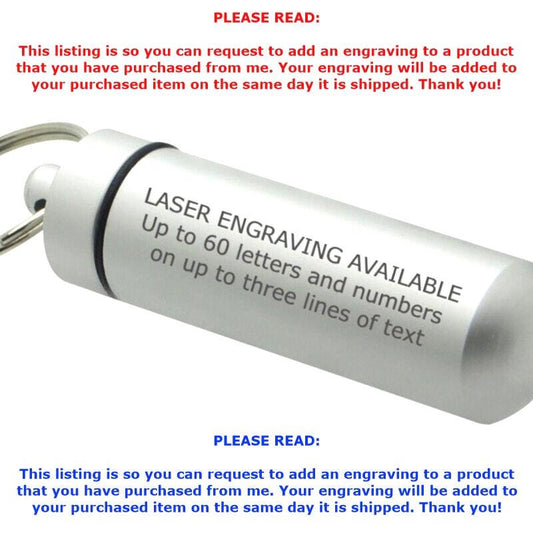 Get ONE Custom Engraving Add-On (for an item purchased from me)  Up To 60 Letters/Numbers. Purchase item first, and then add an engraving.