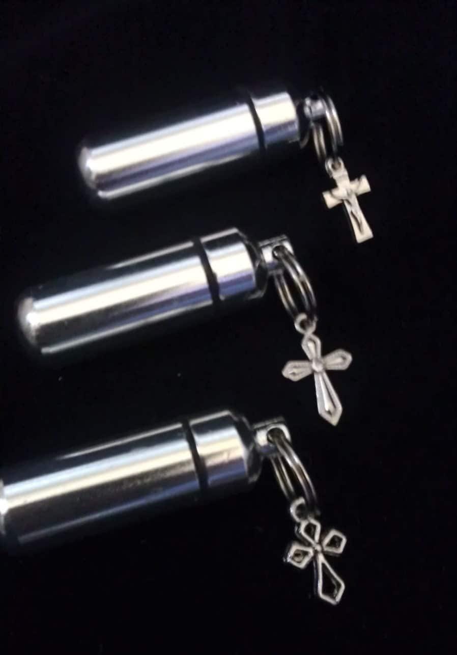 Antique Crosses Trio Special Set - THREE Cremation Urns in Velvet Pouches, Memorial Keepsakes, Custom Engraving Available!