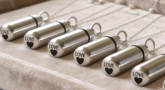 SIX Silver CREMATION URN Necklaces with Engraved Hearts!  Memorial Keepsakes