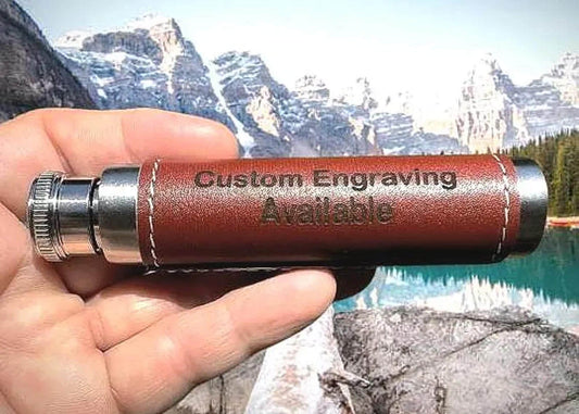 Stainless Steel Scattering Tube with Brown Leather Wrap, Safe & Secure, Custom Engraving Available.
