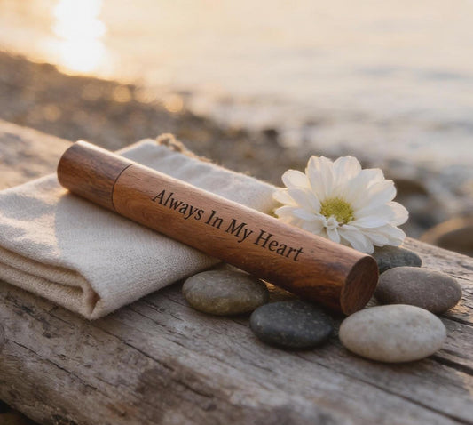 Acacia Wood Cremation Scattering Tube with Lid - Biodegradable,  ENGRAVED: "Always In My Heart"