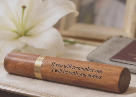 Rosewood Cremation Urn/Scattering Tube, - Engraved   "If you will remember me, I will be with you always"