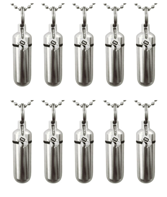 TEN Silver CREMATION URN Necklaces with Wrench/Tool - Memorial Keepsakes  - Custom Engraving Available!