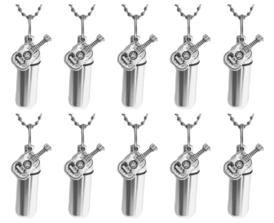 TEN Cremation Urn Keepsakes Silver Acoustic/Classical Guitars - Memorial Jewelry