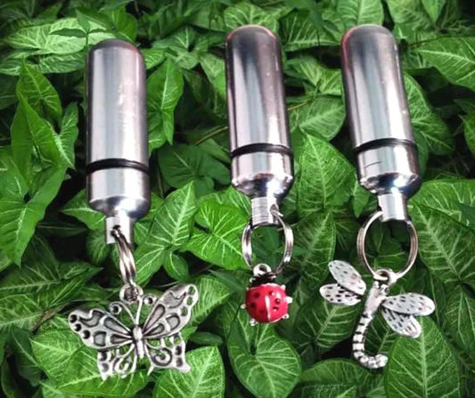 THREE Cremation Urn Necklaces (ladybug, dragonfly, butterfly) - Memorial Jewelry, Urn Keepsake, Engraving Available