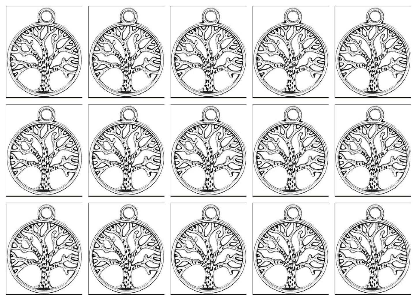 Set of 15 Antique Silver Celtic TREE OF LIFE Charms with Black Velvet Pouch
