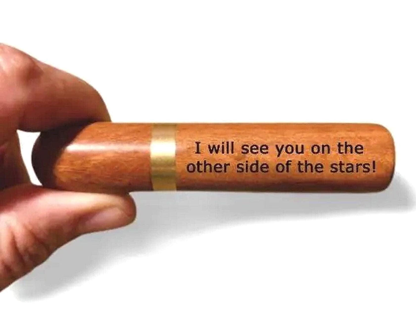 Laser Engraved "I will see you on the other side of the stars" Rosewood Cremation Urn/Scattering Tube - TSA Approved