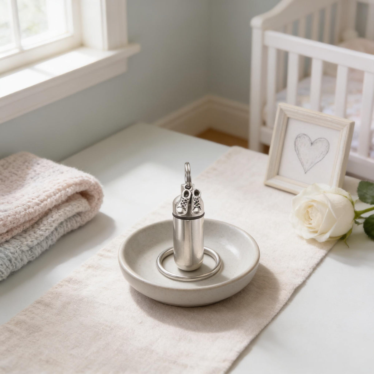Baby Urn Keepsake: Silver Infant Shoes Memorial (Personalized)