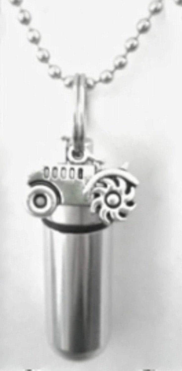 FIVE Cremation Urn Necklaces with Farm Tractor, Memorial Jewelry - Custom Engraving Available!