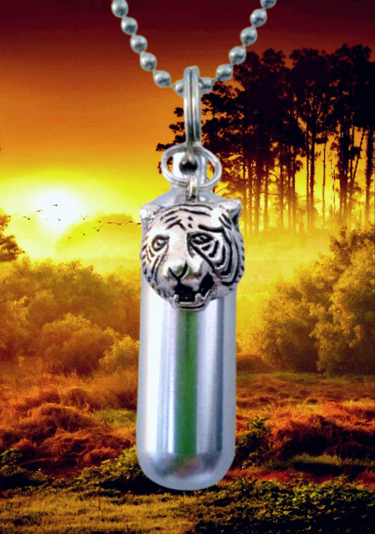 Tiger Cremation Urn Necklace, Memorial Jewelry - Engraving Available