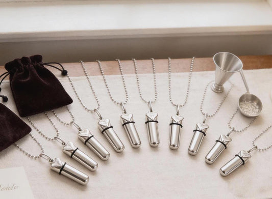 TEN Silver Cremation Urn "Open Heart" Necklaces with Pouches & FIll Kit -  Custom Engraving Available!