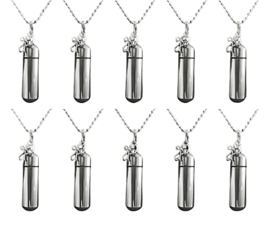 TEN Silver Cremation Urn Necklaces with Antique Crosses - Engraving Available!