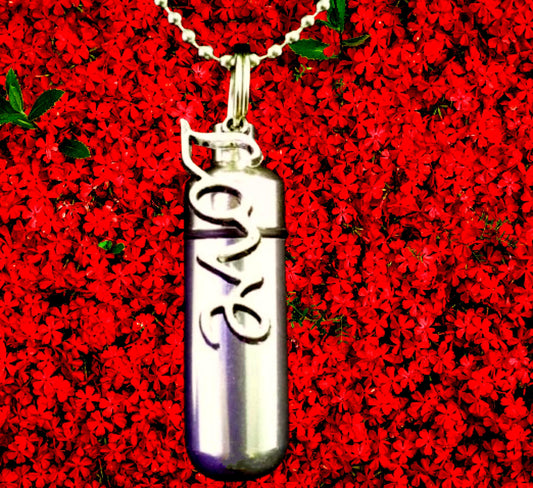 LOVE Cremation Urn on 24" Necklace with Velvet Pouch & Fill Kit