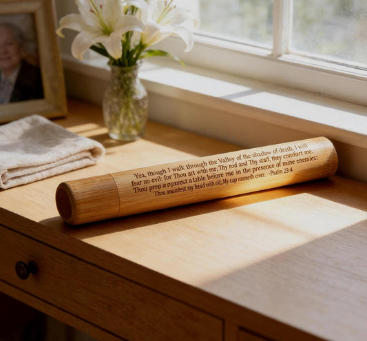Engraved Psalm 23:4 Natural Bamboo Cremation Urn/Scattering Tube, 100% Biodegradable, TSA Compliant